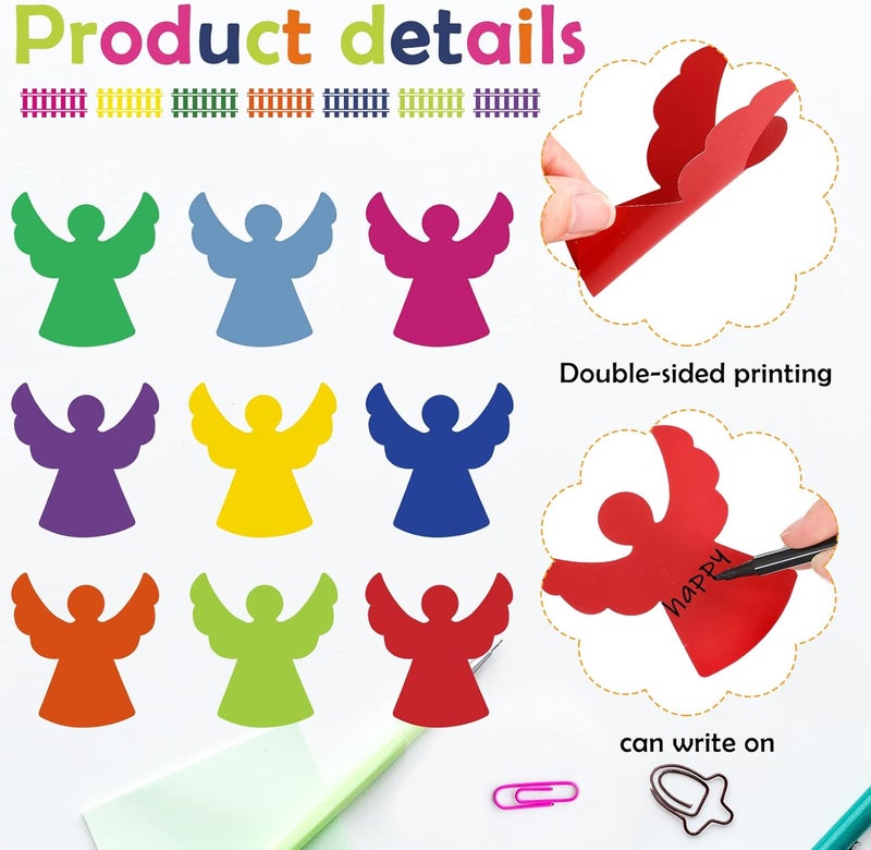 Geyee 108 Pcs Angel Cutout Paper Angel Cutouts Christmas Paper Cutout Assorted Color Cutouts Small Bulletin Board Die Cuts for DIY Kids Projects Craft School Party Decor - Image 4